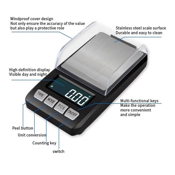Mini Digital Pocket Scale CX-Series Scale 200g x 0.01g NEW For Gold, Jewelry - Picture 4 of 9